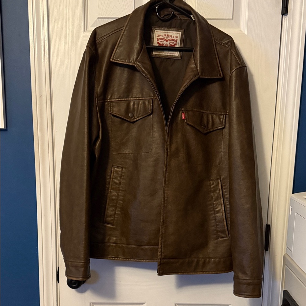 Levi's Men's Dark Brown Jacket. Faux leather. Polyester
